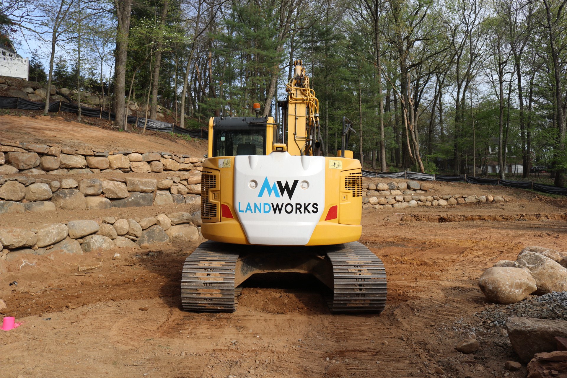MW Landworks excavator on a Northern New Jersey job site
